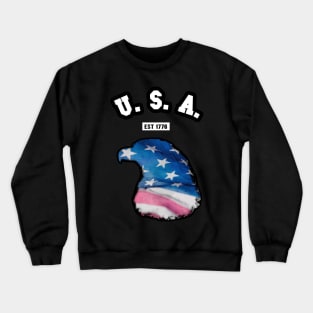 🦅 USA, 1776, Eagle Head Flag, American Patriotic Crewneck Sweatshirt